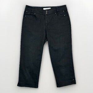 Chico's Womens Slim Capri Jeans Size 0 (S) Black Platinum Denim Ultimate Fit GUC